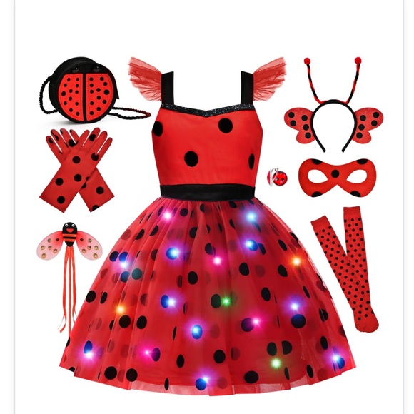 🎃👻NWT 3T/4T Red Ladybug Kids Costume Set - Picture 1 of 5